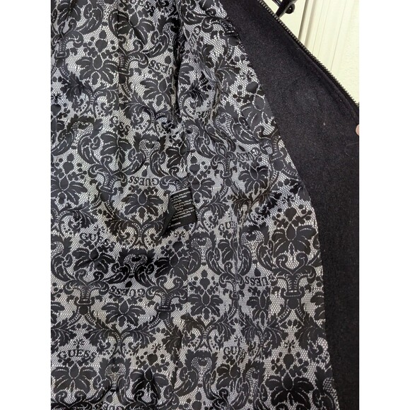 GUESS Wool Blend Pea Coat Womens Large Charcoal Black Full Zip Toggle Buttons - Picture 11 of 14